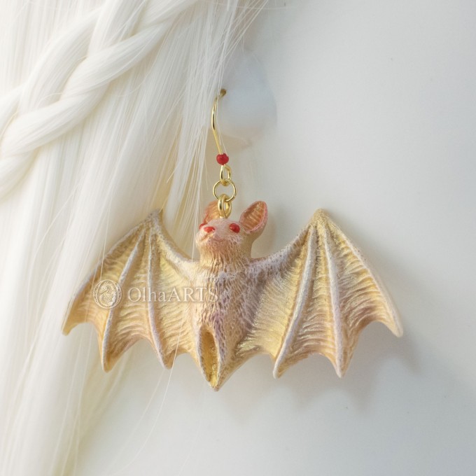 Cute Albino Bat Earrings