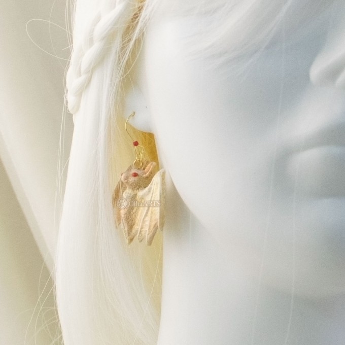 Cute Albino Bat Earrings