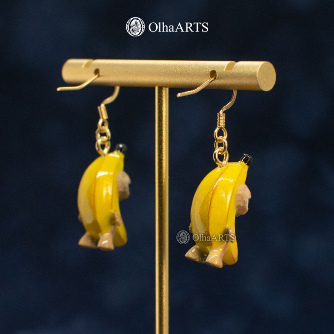 Banana Cat Stud Earrings