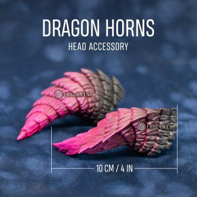 Pink and Black Dragon Horns — Cosplay Headpiece