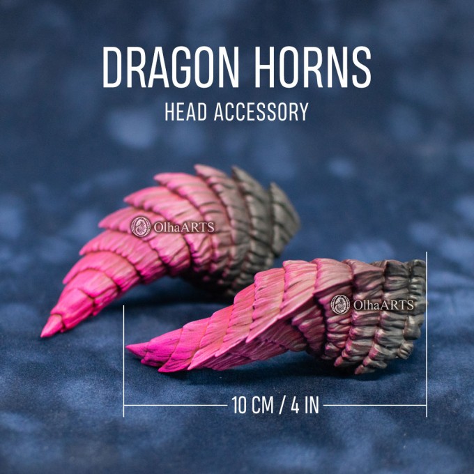 Pink and Black Dragon Horns — Fantasy Headpiece