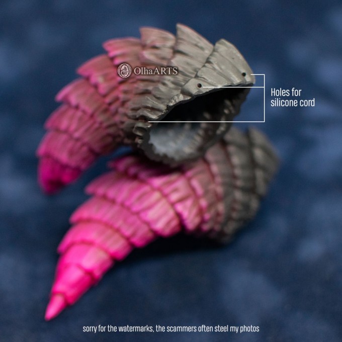 Pink and Black Dragon Horns — Fantasy Headpiece