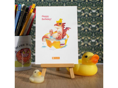 Postcard Dragon Bath Day