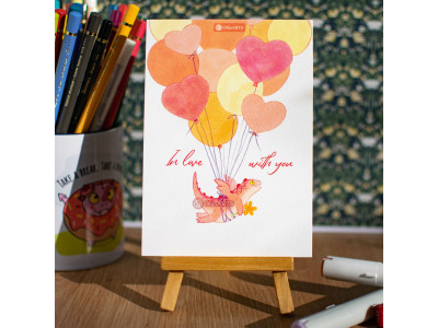 Postcard Valentine Dragon In Love With You