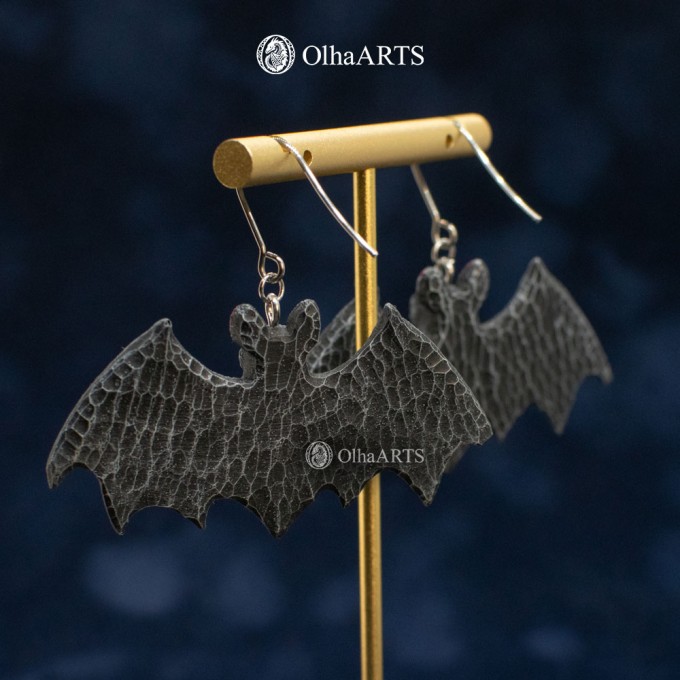 Realistic Bat Earrings, Halloween Jewelry in Gothic Style