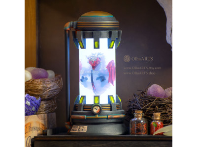 Steampunk Dragon Stasis Chamber Lamp with LED Light