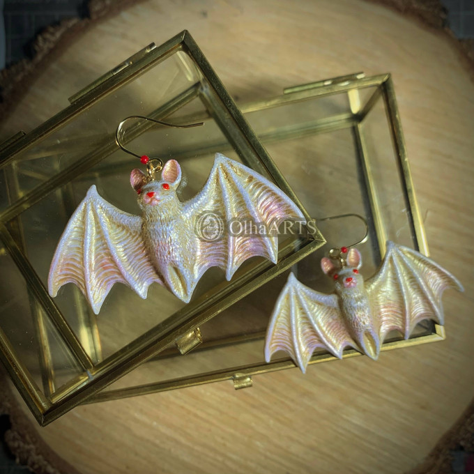 Cute Albino Bat Earrings