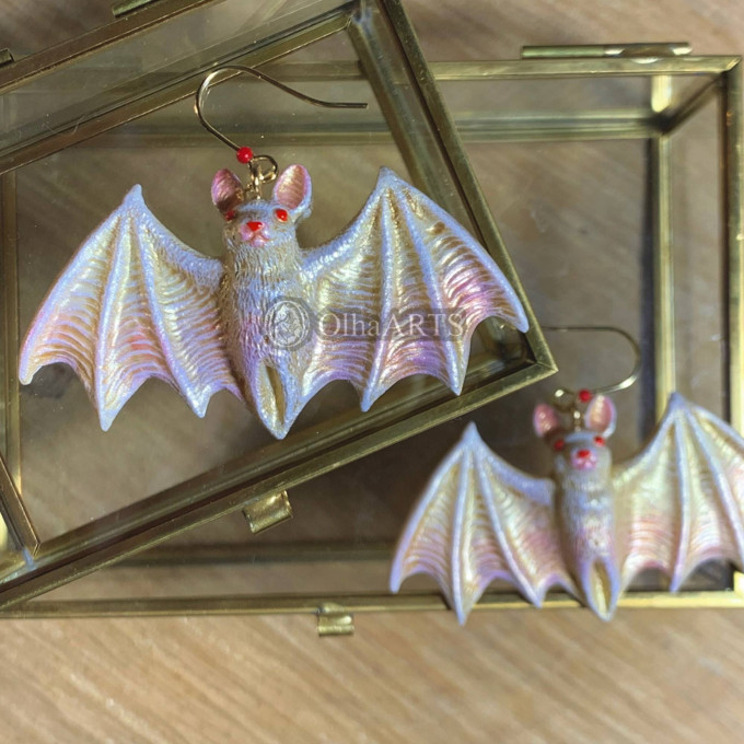 Cute Albino Bat Earrings