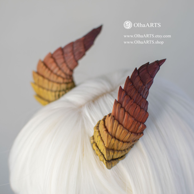 Gold and Patina Dragon Horns — Cosplay Headpiece