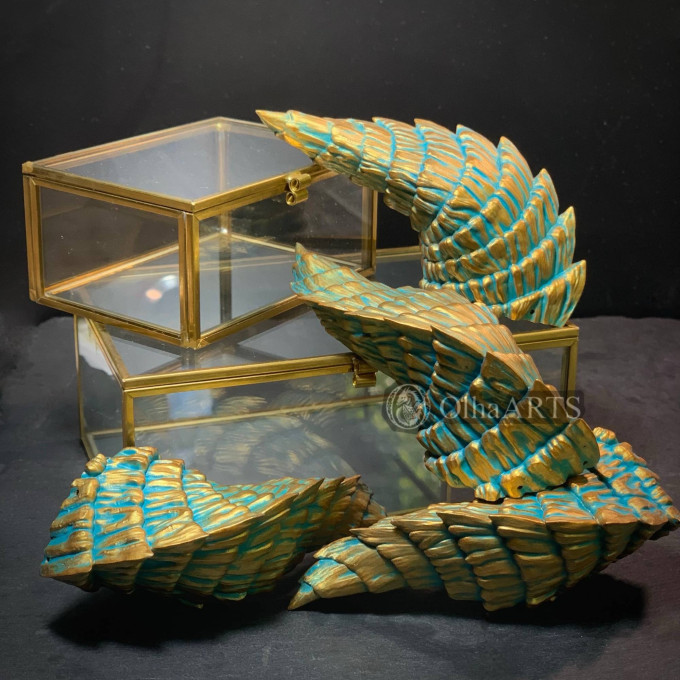 Gold and Patina Dragon Horns — Cosplay Headpiece