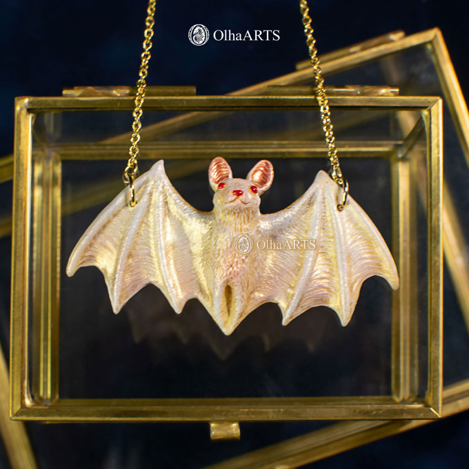 Albino Bat Pendant