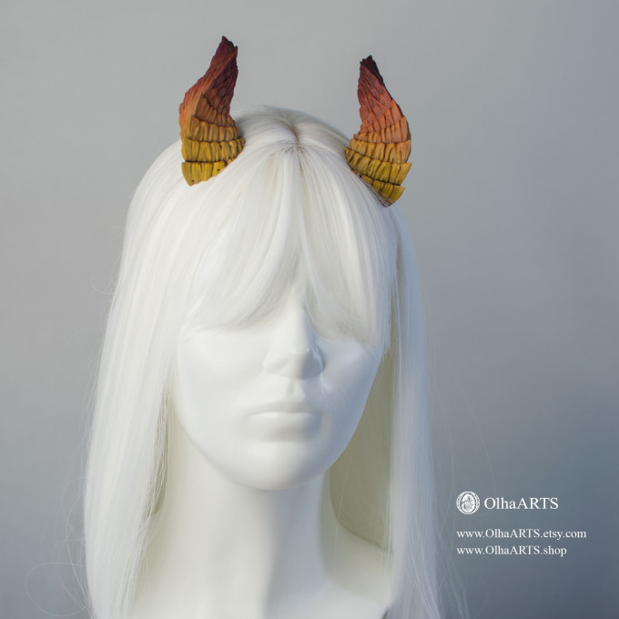Pink and Black Dragon Horns — Fantasy Headpiece