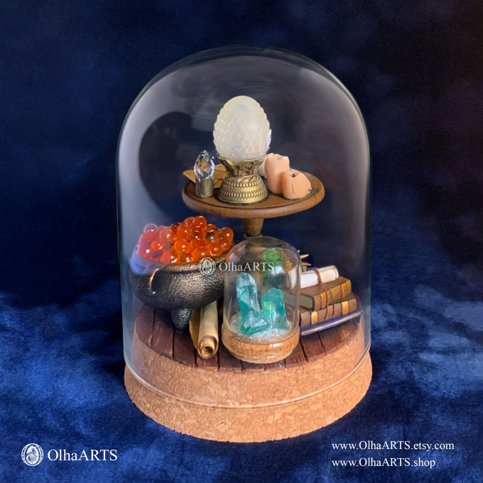 Fantasy Diorama - Wizard & Witch Study with Dragon