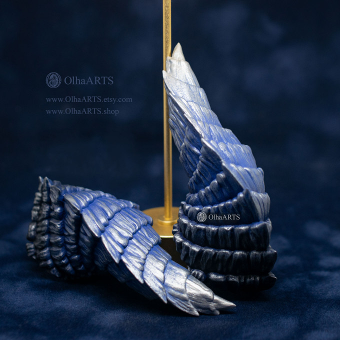 Blue and Silver Dragon Horns — Cosplay Headpiece