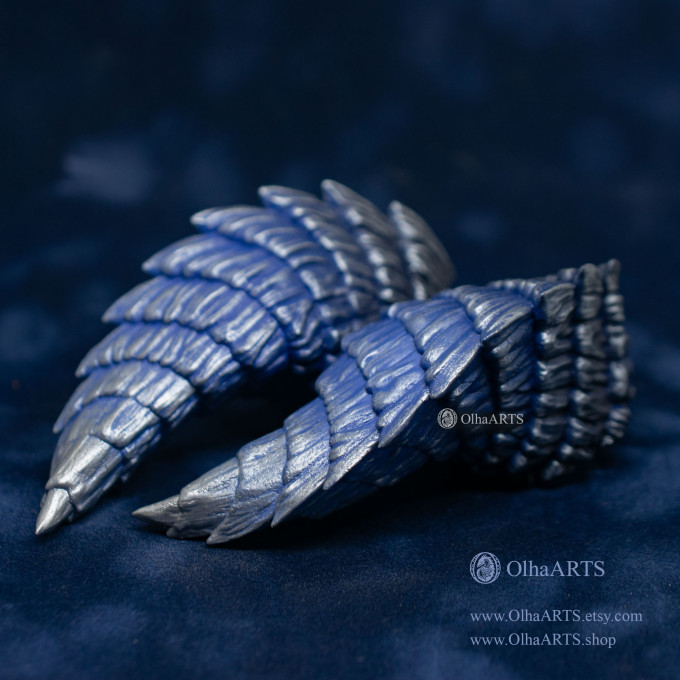 Blue and Silver Dragon Horns — Cosplay Headpiece