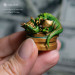 Baby Dragon Sleeping on Coins, Cute Monitor Sitter, Green Dragon, Fantasy Table Figure