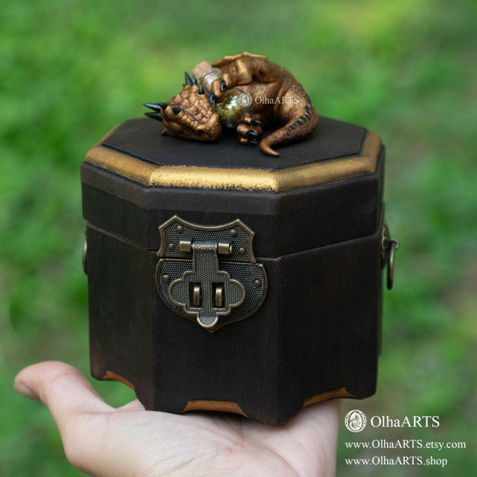 Dragon Treasure Chest, Fantasy Wooden Box