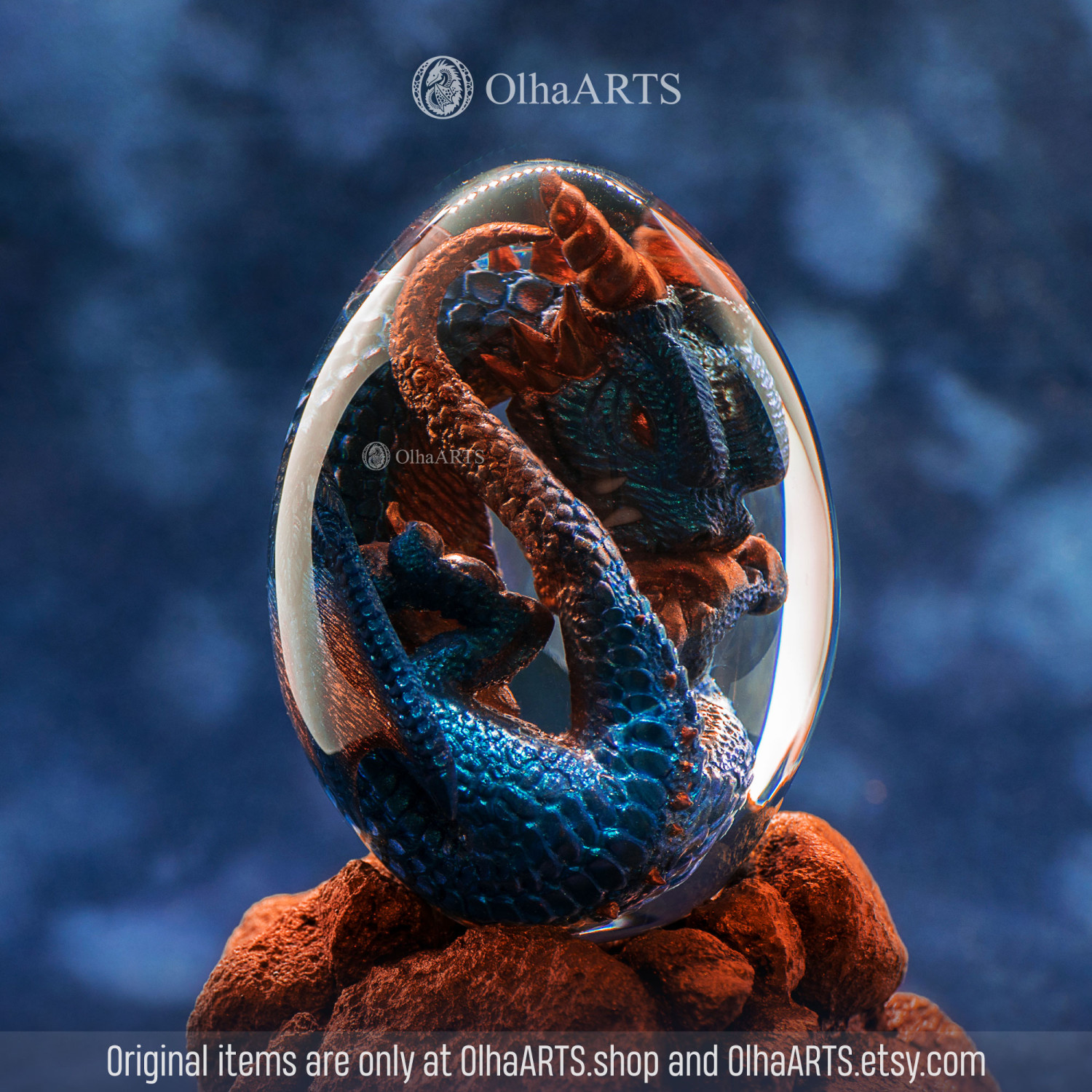 置物 HAWAII Dragon egg Golden-Spiral-horned-Dragon-