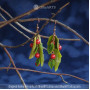 Drop Earrings with green leaves and red berries
