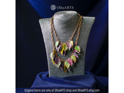 Boho Necklace with Autumn Leaves