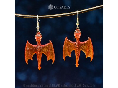 Orange Lava Dragon Earrings