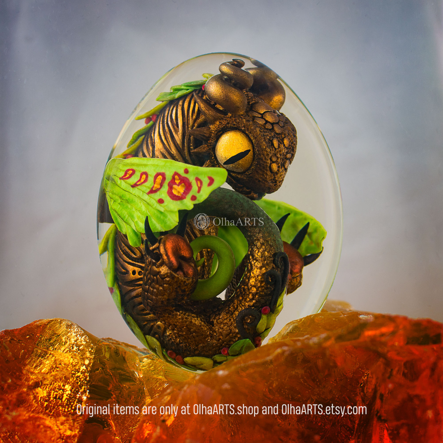 Forest Dragon Egg by OlhaARTS. VIP Gift Set with a plant baby