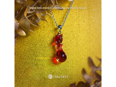 Pendant with Red Burning Magic Potion