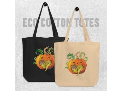 Tote Bag Dragon Sleeping in a Pumpkin