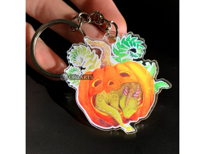 Acrylic Keychain Dragon Sleeping In Pumpkin