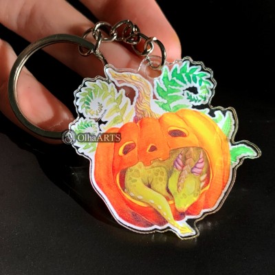 Acrylic Keychain Dragon Sleeping In Pumpkin