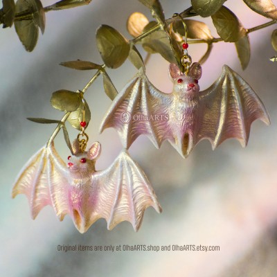 Albino Bat Earrings